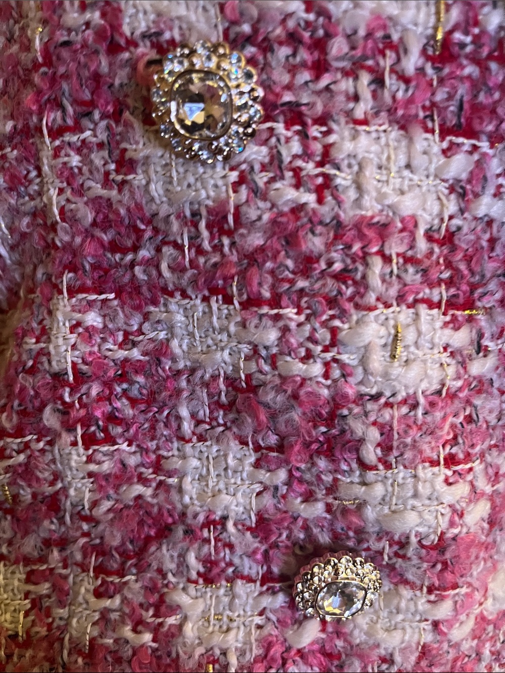 Aqua Kerri Rosenthal Pink & White Tweed Blazer Jacket. Sz XL. - Picture 5 of 6